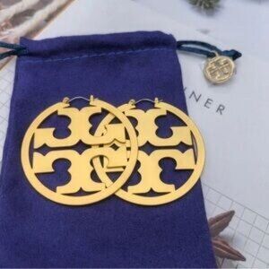 Tory Burch Miller Hoop Statement Earrings (Gold)